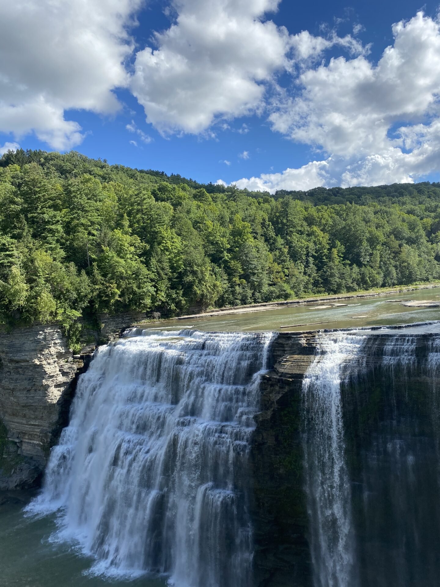 Letchworth Falls in Letchworth State Park, featuring three major waterfalls along the Genesee River.