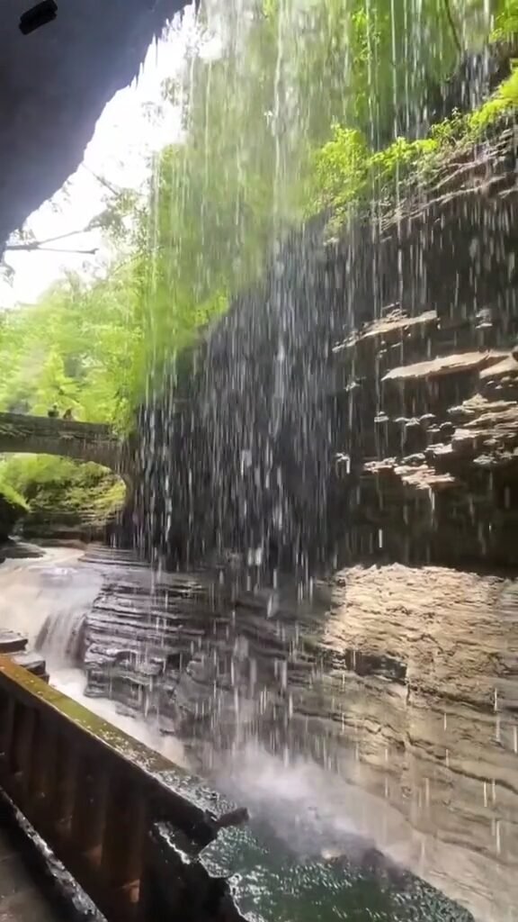 Watkins Glen State Park, featuring waterfall.